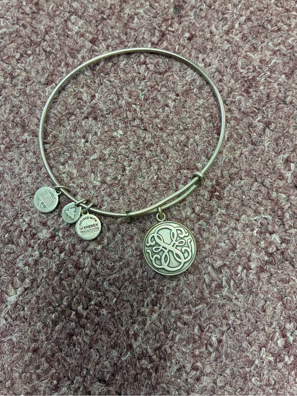 Alex and Ani Silver Filigree Charm Bangle Bracelet